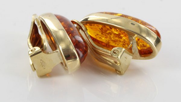 Italian Handmade Baltic Amber Clip On Earrings In 9ct Italian Gold GCL0023 RRP£475!!!