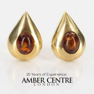 Italian Made Unique Baltic Amber Clip On Earrings In 14 Ct Gold Yellow/White - GCl0112 RRP£850!!!