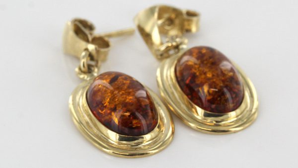 Italian Made German Baltic Amber in 9ct Gold Drop Earrings GE0001 RRP£275!!