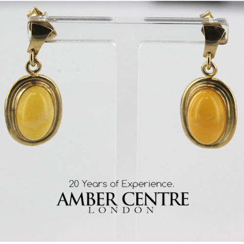 Italian Made German Butterscotch Baltic Amber in 9ct Gold Drop Earrings GE0001Y RRP£295!!!