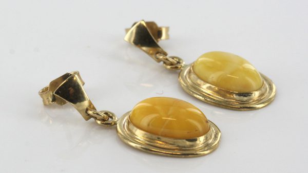 Italian Made German Butterscotch Baltic Amber in 9ct Gold Drop Earrings GE0001Y RRP£295!!!