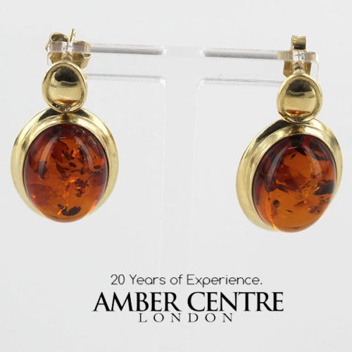 Italian Handmade German Baltic Amber In 9ct Gold Drop Earrings GE0004 RRP£500!!