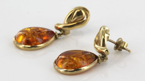 Italian Made Unique German Baltic Amber in 9ct Gold Drop Earrings GE0009 RRP£325!!!