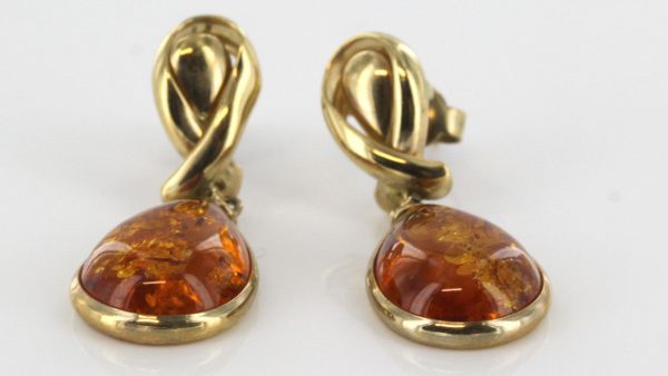 Italian Made Unique German Baltic Amber in 9ct Gold Drop Earrings GE0009 RRP£325!!!