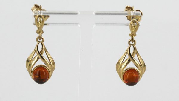 Italian Made Unique German Baltic Amber in 9ct Gold Drop Earrings GE0026 RRP£295!!!