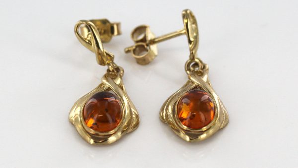 Italian Made Unique German Baltic Amber in 9ct Gold Drop Earrings GE0026 RRP£295!!!