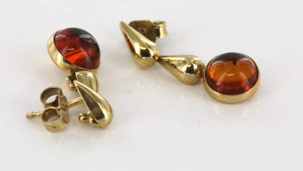 Italian Made Unique German Baltic Amber in 9ct Gold Drop Earrings GE0027 RRP£225!!!