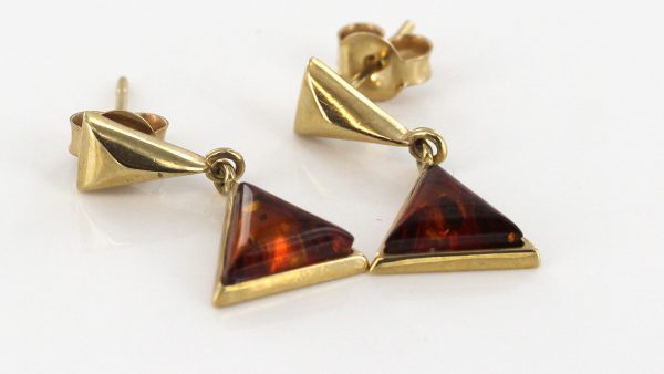 Italian Handmade Unique German Baltic Amber in 9ct Gold Drop Earrings GE0030 RRP£195!!!