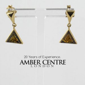 Italian Made Unique German Green Baltic Amber in 9ct Gold Drop Earrings GE0030G RRP£195!!!