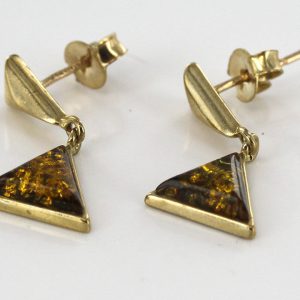 Italian Made Unique German Green Baltic Amber in 9ct Gold Drop Earrings GE0030G RRP£195!!!