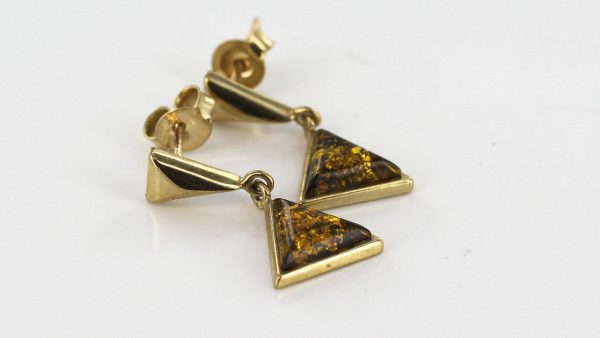 Italian Made Unique German Green Baltic Amber in 9ct Gold Drop Earrings GE0030G RRP£195!!!