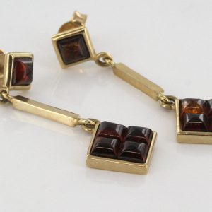 Italian Handmade Unique German Baltic Amber in 9ct Gold Drop Earrings GE0040 RRP£295!!!