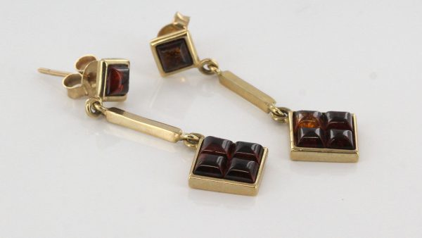 Italian Handmade Unique German Baltic Amber in 9ct Gold Drop Earrings GE0040 RRP£295!!!