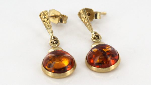 Italian Handmade Unique German Baltic Amber in 9ct Gold Drop Earrings GE0042 RRP£225!!!