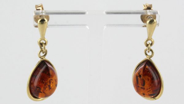 Italian Handmade Unique German Baltic Amber in 9ct Gold Drop Earrings GE0049 RRP£275!!!