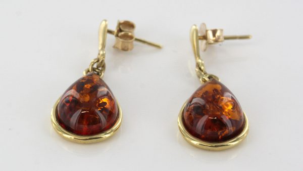 Italian Handmade Unique German Baltic Amber in 9ct Gold Drop Earrings GE0049 RRP£275!!!