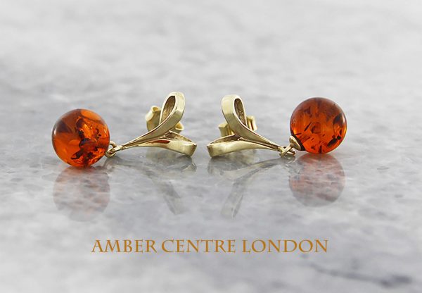 Italian Handmade Ribbon Style German Baltic Amber Drop Earrings in 9ctGold GE0050 RRP£230!!!