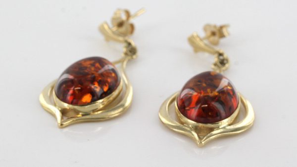 Italian Handmade Unique Elegant German Baltic Amber in 9ct Gold Drop Earrings GE0052 RRP£495!!!