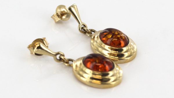 Italian Handmade Unique German Baltic Amber in 9ct Gold Drop Earrings GE0053 RRP£325!!!