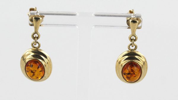 Italian Handmade Unique German Baltic Amber in 9ct Gold Drop Earrings GE0053 RRP£325!!!