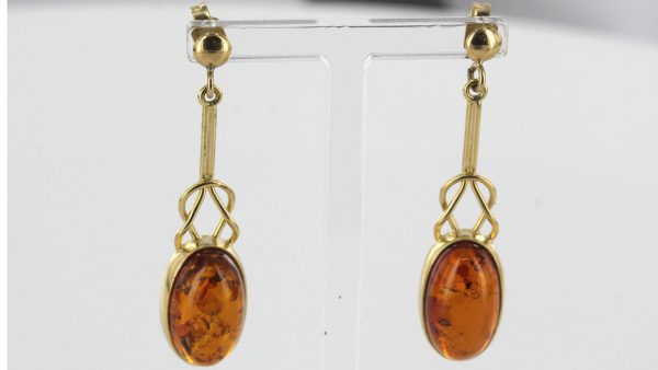 Italian Handmade Unique German Baltic Amber in 9ct Gold Drop Earrings GE0057 RRP£475!!!