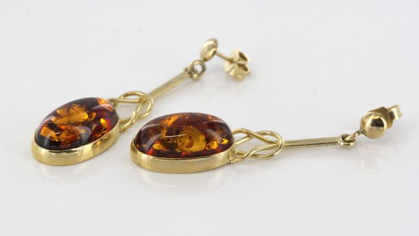 Italian Handmade Unique German Baltic Amber in 9ct Gold Drop Earrings GE0057 RRP£475!!!