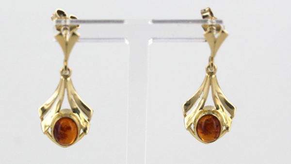 Italian Handmade Unique German Baltic Amber in 9ct Gold Drop Earrings GE0058 RRP£295!!!