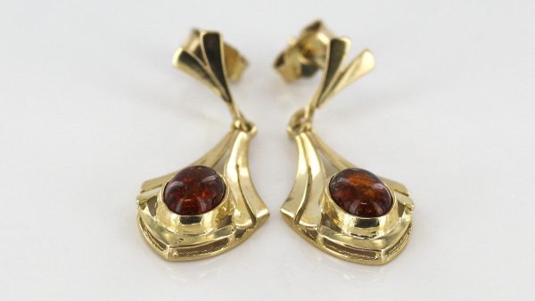 Italian Handmade Unique German Baltic Amber in 9ct Gold Drop Earrings GE0058 RRP£295!!!