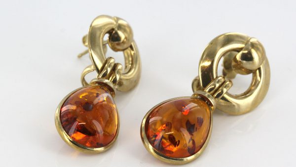 Italian Handmade Unique German Baltic Amber in 9ct solid Gold Drop Earrings GE0062 RRP£595!!!