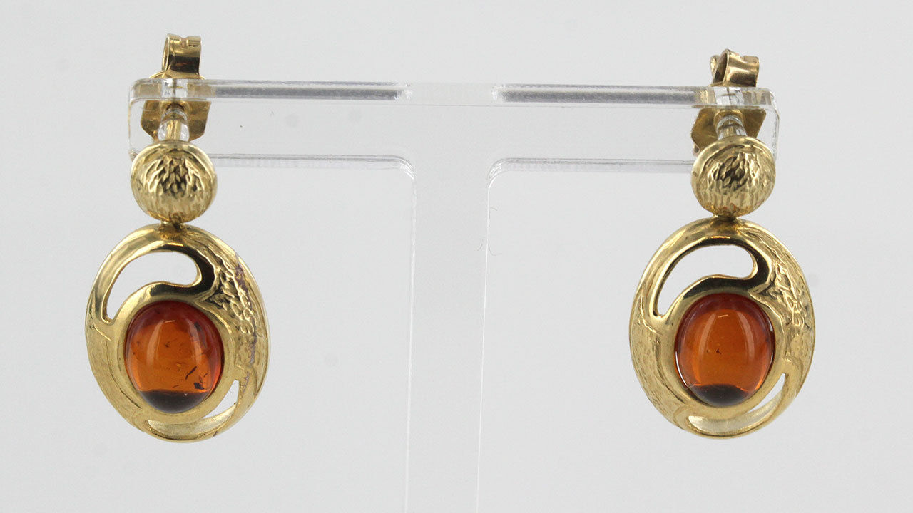 Italian Made Unique German Baltic Amber in 9ct Gold Earrings GE0063 RRP£295!!! 