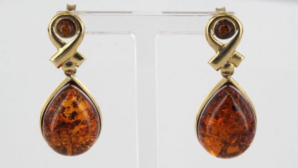 Italian Handmade Unique German Baltic Amber 9ct Gold Earrings GE0066 RRP£475!!!