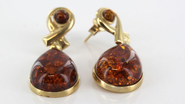 Italian Handmade Unique German Baltic Amber 9ct Gold Earrings GE0066 RRP£475!!!