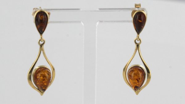 Italian Made Elegant German Baltic Amber in 9ct Gold Drop Earrings GE0072 RRP£225!!!