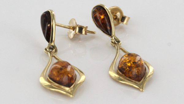 Italian Made Elegant German Baltic Amber in 9ct Gold Drop Earrings GE0072 RRP£225!!!