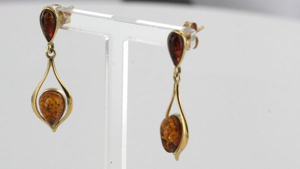 Italian Made Elegant German Baltic Amber in 9ct Gold Drop Earrings GE0072 RRP£225!!!