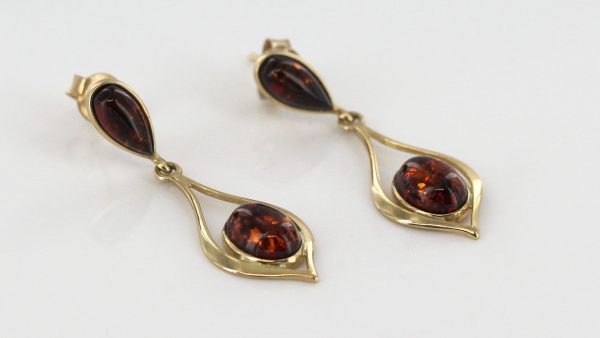 Italian Made Unique German Baltic Amber in 9ct Gold Drop Earrings GE0073 RRP£225!!!