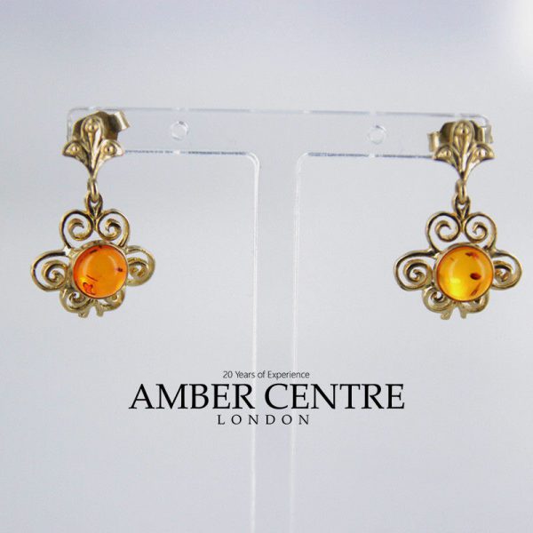 Italian Made Antique Baltic Amber in 9ct Gold Drop Earrings GE0089 RRP£245!!!