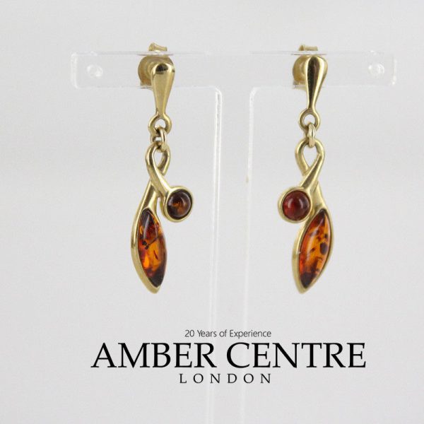 Italian Made German Baltic Amber Knot Style Earrings 9ct solid Gold GE0107 RRP£250!!!