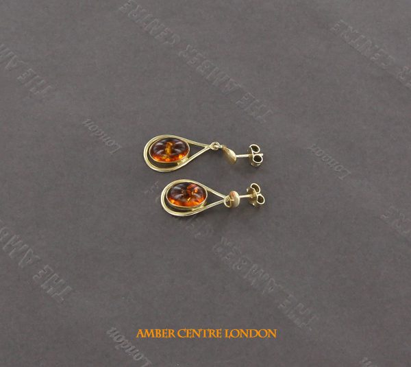 Italian Made Unique German Baltic Amber Drop Earrings in 9ct Solid Gold GE0115 RRP250!!!