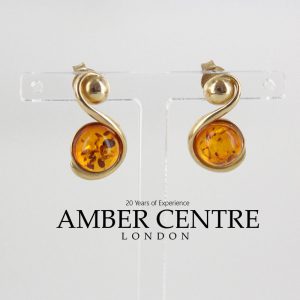 Italian Handmade German Amber in 9ct Solid Gold Stud Earrings GE0117 RRP£250!!!