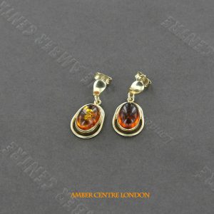Italian Handmade German Baltic Amber Drop Earrings in 9ct Solid Gold GE0119 RRP250!!!