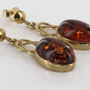 Italian Hand Made Elegant Baltic Amber Drop Earrings In 18ct Solid Gold GE0145 RRP£900!!!