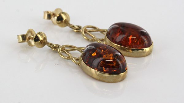 Italian Hand Made Elegant Baltic Amber Drop Earrings In 18ct Solid Gold GE0145 RRP£900!!!