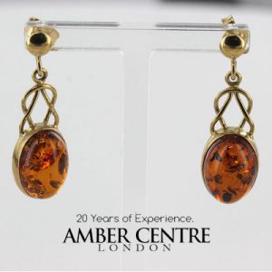 Italian Hand Made Elegant Baltic Amber Drop Earrings In 18ct Solid Gold GE0145 RRP£900!!!