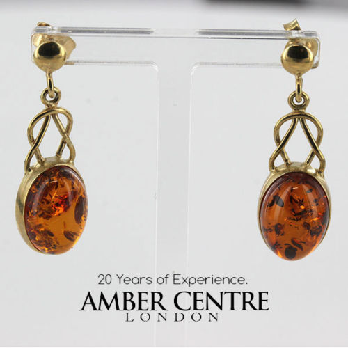 Italian Hand Made Elegant Baltic Amber Drop Earrings In 18ct Solid Gold GE0145 RRP£900!!!