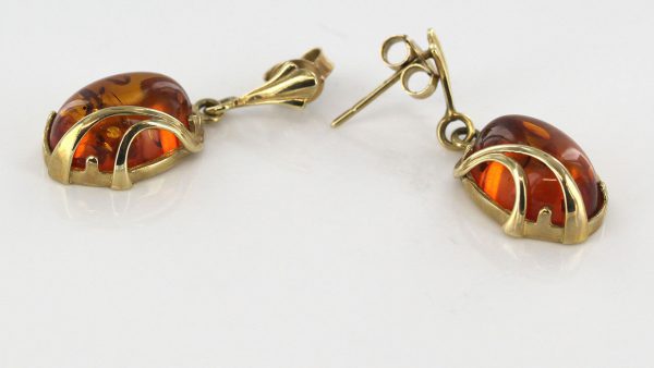 Italian Made Unique German Baltic Amber 9ct Gold Drop Earrings GE0248 RRP£325!!!