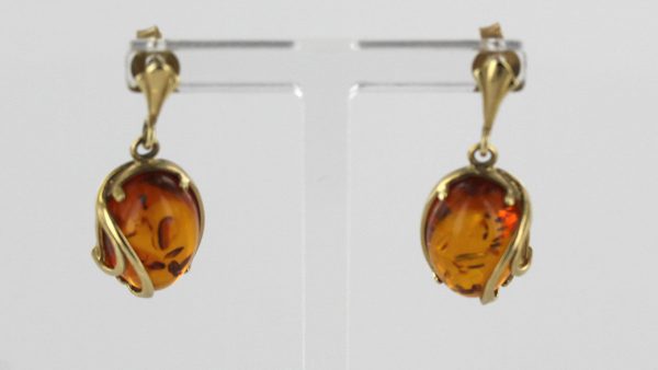 Italian Made Unique German Baltic Amber 9ct Gold Drop Earrings GE0248 RRP£325!!!
