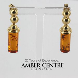 Italian Made Unique German Baltic Amber 9ct Gold Drop Earrings GE0253 RRP£275!!!