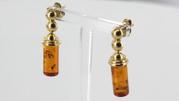 Italian Made Unique German Baltic Amber 9ct Gold Drop Earrings GE0253 RRP£275!!!