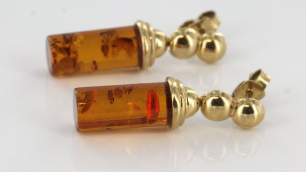 Italian Made Unique German Baltic Amber 9ct Gold Drop Earrings GE0253 RRP£275!!!